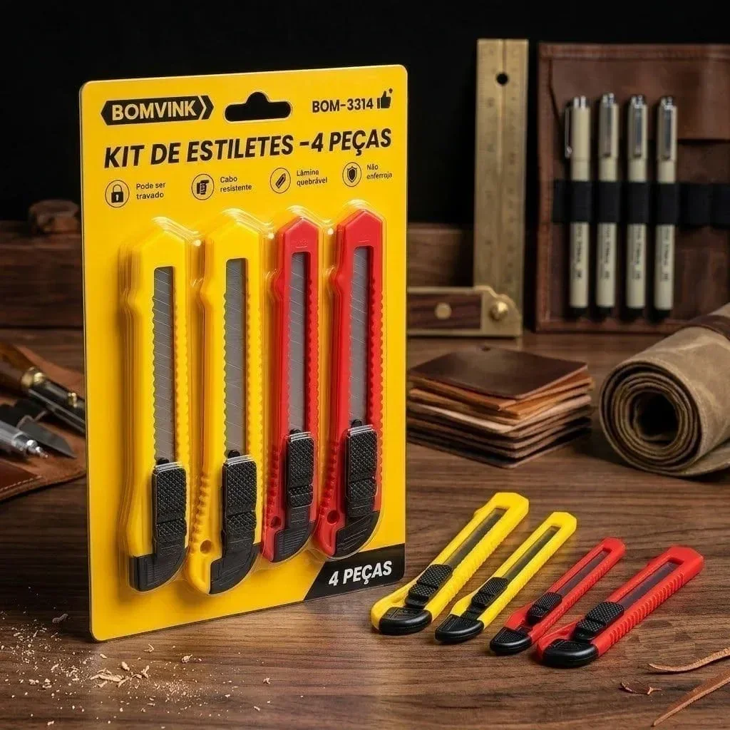 Ver mais imagens de Kit 4 Estiletes Profissionais Bomvink Aço Carbono Artesanato