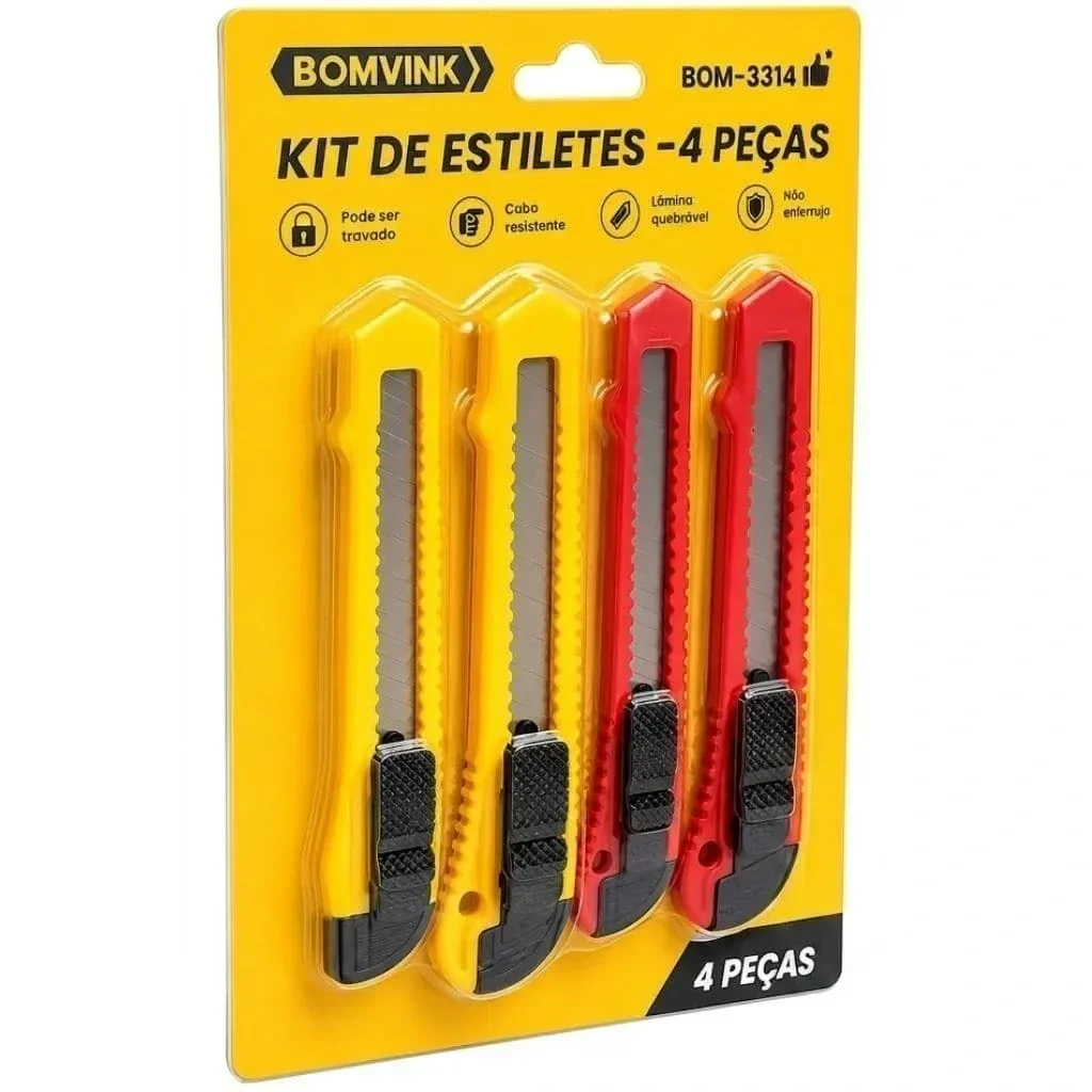 Kit 4 Estiletes Profissionais Bomvink Aço Carbono Artesanato