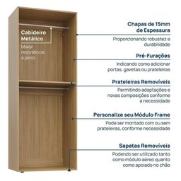 Estante Multiuso Livreiro 3 Módulos 10 Portas 2 Kit Prateleira Frame Cabecasa MadeiraMadeira - 5