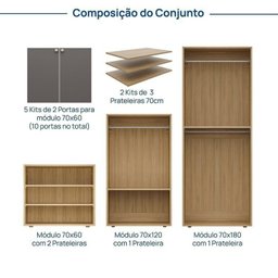 Estante Multiuso Livreiro 3 Módulos 10 Portas 2 Kit Prateleira Frame Cabecasa MadeiraMadeira - 3