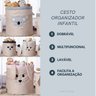 Kit Cesto Organizador de Brinquedos e Roupas Sujas Dobrável Infantil Mais que Baby Coelha - 5