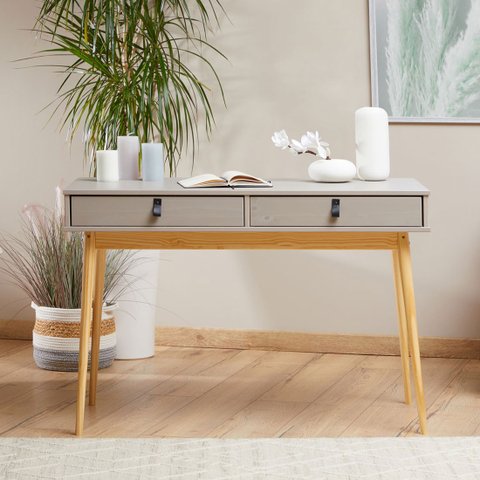 Mesa Escrivaninha Retro Madeira 2 Gavetas Wanda Idimex