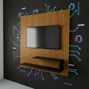 Ver imagem 2 de Painel para Tv até 32 Polegadas Ripado com Prateleira Off White