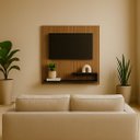 Ver imagem 1 de Painel para Tv até 32 Polegadas Ripado com Prateleira Off White