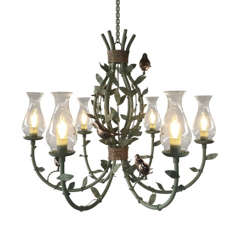 Lustre de Ferro Off-White para Sala de Jantar, Área Gourmet + Cúpulas de Vidro