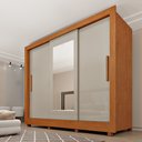Ver imagem 1 de Guarda Roupa Casal 3 Portas Taiffa 190cm com Espelho e Pés Yescasa Marrom/Cinamomo/Off White