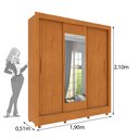 Ver mais imagens de Guarda Roupa Casal 3 Portas Taiffa 190cm com Espelho e Pés Yescasa Marrom/Cinamomo/Off White
