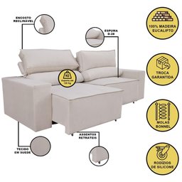 Sofá Retrátil/reclinável 1,50m Confortável Balaqui Decor  - 4