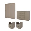 Ver imagem 2 de Kit Guarda Roupas 2 Portas, Cômoda e Mesa de Cabeceira Araçá CabeCasa MadeiraOriginals Cinza/Fendi