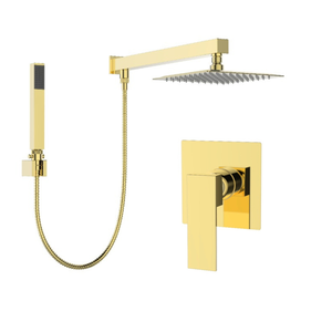 Kit Ducha Chuveiro Slim Desviador 20x20 Gold Dourado+acabamento para Monocomando Base Deca