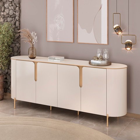 Buffet Aparador para Sala 4 Portas 196cm Lena D04 Off White - Mpozenato