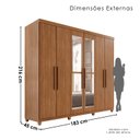 Ver imagem 3 de Guarda-Roupa Casal com Espelho 6 Portas 2 Gavetas com Pés Napoli