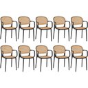 Ver imagem 1 de Kit 10 Cadeiras de Jantar Roma Prática com Braços para Sala e Cozinha - Preto