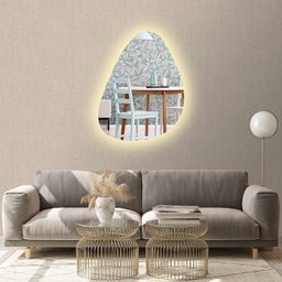 Espelho orgânico decorativo iluminado com led quente 55x77cm - 1 Espelho orgânico decorativo iluminado com led quente 55x77cm - 1