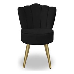 Kit 4 Cadeiras de Jantar Pétala com Pés em Aço Dourado Veludo Preto Bz Home Decor - 2