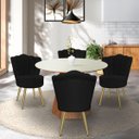 Ver imagem 1 de Kit 4 Cadeiras de Jantar Pétala com Pés em Aço Dourado Veludo Preto Bz Home Decor