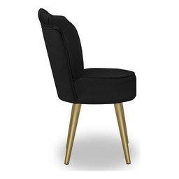Kit 4 Cadeiras de Jantar Pétala com Pés em Aço Dourado Veludo Preto Bz Home Decor - 3
