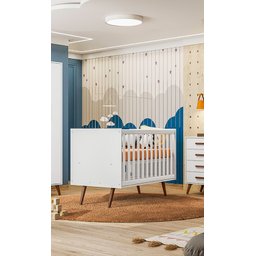 Berço Qencanto Retrô Qmovi Branco Acetinado + Colchão Gazin - 1