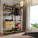 Ver imagem 1 de Closet Industrial Casal Loft 2 Módulos Canela Cabideiro com Gavetas Ferro Preto