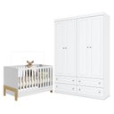 Ver imagem 1 de Berço Americano Mini Cama Fantasia Branco Acetinado – Qmovi e Guarda Roupa Infantil Americano 4 Port