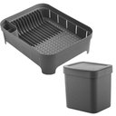 Ver imagem 1 de Conjunto Escorredor de Louças Pratos e Lixeira 2,5l ou para Pia ou Bancada Chumbo