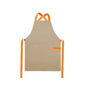 Avental Bege Alça Cruzada Laranja Restaurante Cafeteria Bar 10un