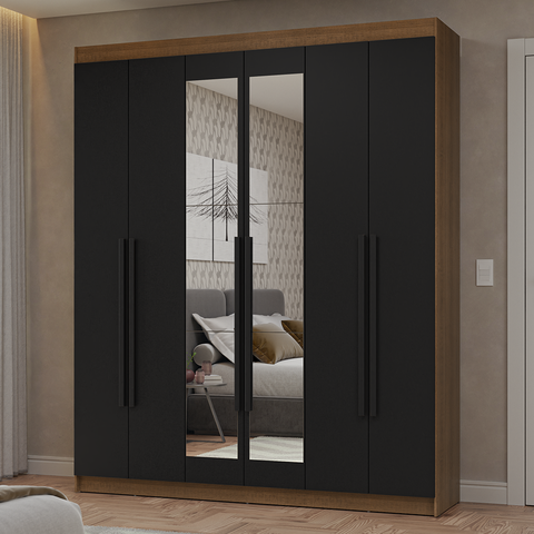 Guarda-Roupa Casal 6 Portas Batentes com Espelho Netuno Madesa