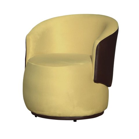 Poltrona Organica Recepção para Sala Aisha Corano Marrom e Suede Amarelo - Incasa Decor