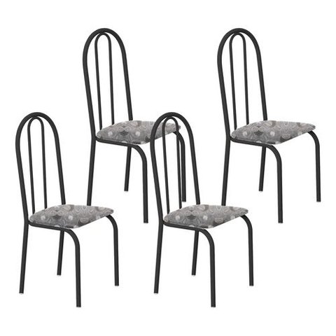 Kit 4 Cadeiras Ubatuba Corino Paraopeba Tubo Preto Fosco