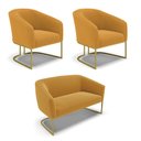 Ver imagem 1 de Namoradeira e 2 Poltronas Industrial Dourado Stella Bouclê Mosta D03 - D'Rossi