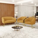 Ver imagem 2 de Namoradeira e 2 Poltronas Industrial Dourado Stella Bouclê Mosta D03 - D'Rossi