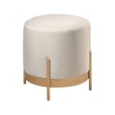 Ver imagem 2 de Puff Redondo Ágar em Linho e Base Metal Dourado Agarb Decor:linho Off