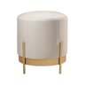 Puff Redondo Ágar em Linho e Base Metal Dourado Agarb Decor:linho Off - 1