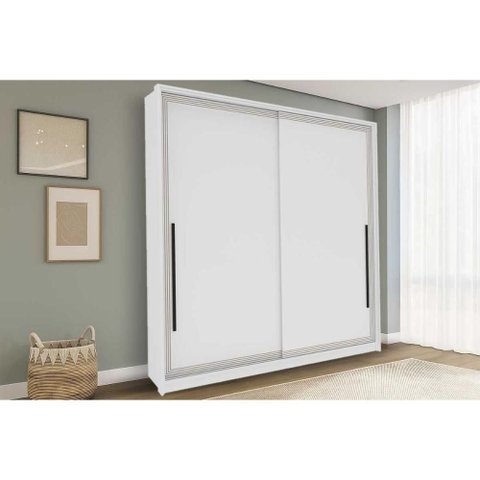 Guarda Roupa 2 Portas de Correr e 2 Gavetas Valência Branco - Politorno