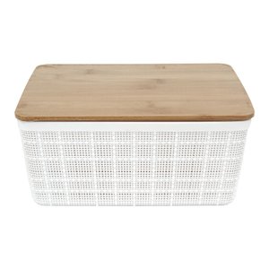 Caixa Organizadora com Tampa Bambu Branco 10cm - A\casa