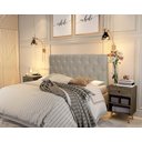 Ver imagem 1 de Painel Cabeceira Paris Queen para Cama Box 1,58 Corino Bege