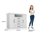 Ver imagem 4 de Cômoda para Quarto 2 Portas 4 Gavetas 1 Nicho Master Branco