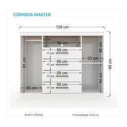 Cômoda para Quarto 2 Portas 4 Gavetas 1 Nicho Master - 4