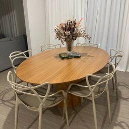 Mesa de Jantar Cone Oval 180x100 Cm Base Madeira Freijó Tampo Freijó - 2