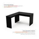 Ver imagem 4 de Escrivaninha em L Mesa de Escritório 150x120cm Studio Preto
