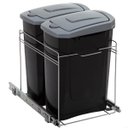 Ver imagem 1 de Lixeira Dupla Deslizante Cozinha 15l Preta Aço Inox Corrediças Embutir Masutti Tampa Click