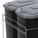 Ver imagem 6 de Lixeira Dupla Deslizante Cozinha 15l Preta Aço Inox Corrediças Embutir Masutti Tampa Click