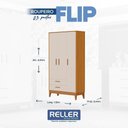 Ver imagem 4 de Jogo de Quarto Infantil Flip Guarda Roupa 3 Portas e Cômoda 1 Porta Areia Fosco/savana - Reller Mó