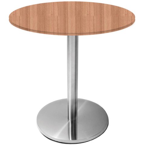 Mesa Beta Inox 75 Cm (altura) Disco Redondo Tampo Mdp Redondo 60 Cm (larg) X 2,50 Cm (alt) Noce Natu