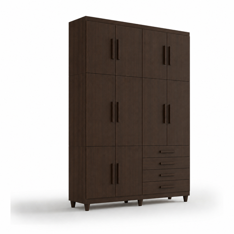 Guarda Roupa Solteiro Triplex 10 Portas 4 Gavetas Café Formimóveis