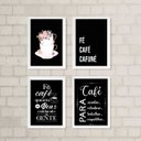 Ver imagem 1 de Kit 4 Quadros para Cantinho do Café preto 45x34cm - com Vidro:madeira Preta