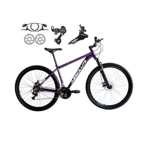 Bicicleta Aro 29 Absolute Nero 5 Alumínio 21V Câmbios Shimano Freio a Disco Hidráulico Roxo 17
