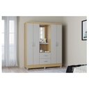 Ver imagem 4 de Guarda Roupa Solteiro Cordoba 4 Portas Damasco Off White – Poquema