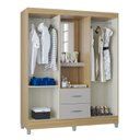 Ver imagem 2 de Guarda Roupa Solteiro Cordoba 4 Portas Damasco Off White – Poquema