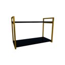 Ver imagem 1 de Nicho Industrial 2 Prateleiras Maldivas Ferro Dourado Tampo Preto 80cm